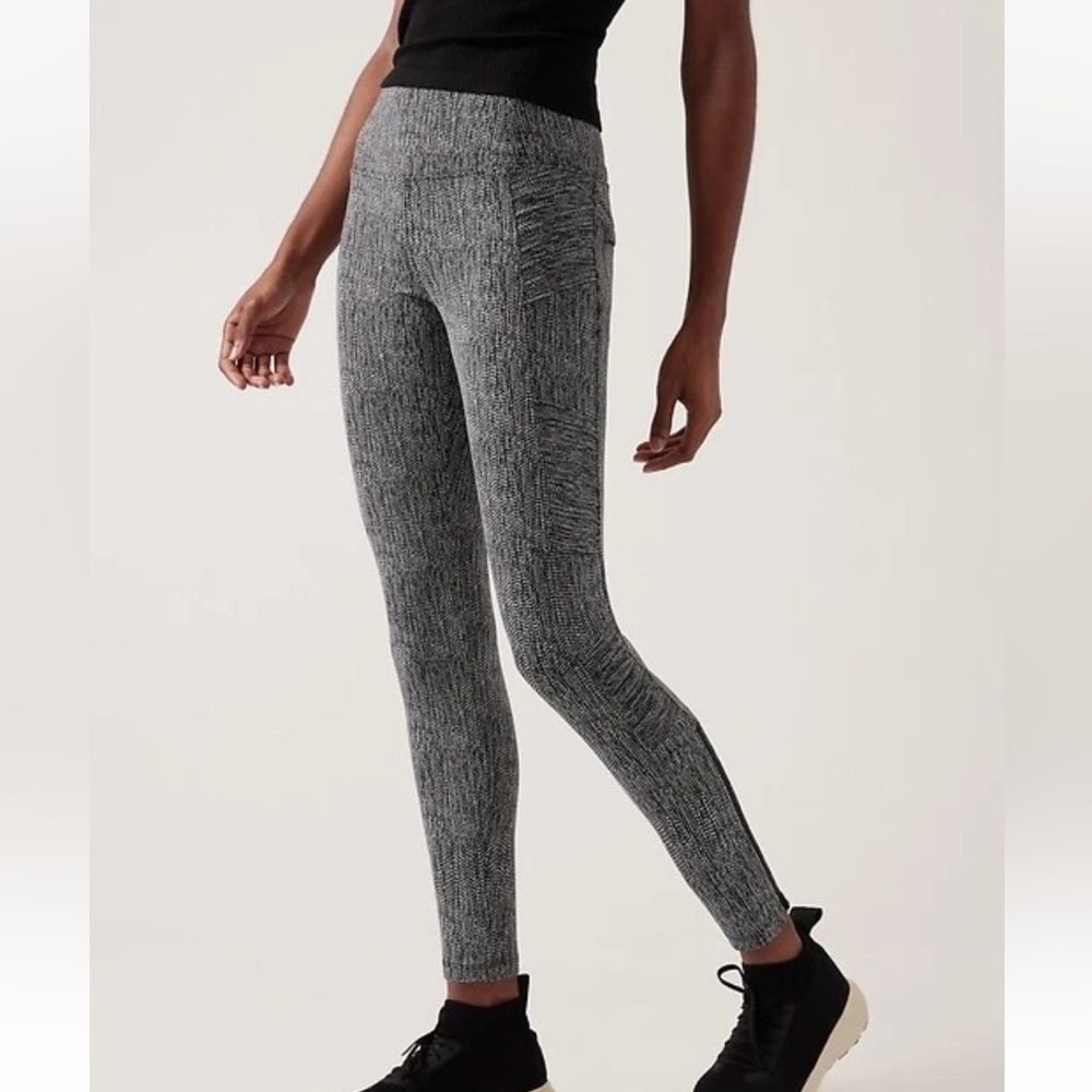 Athleta Delancey Moto Textured Tight Black/White size medium